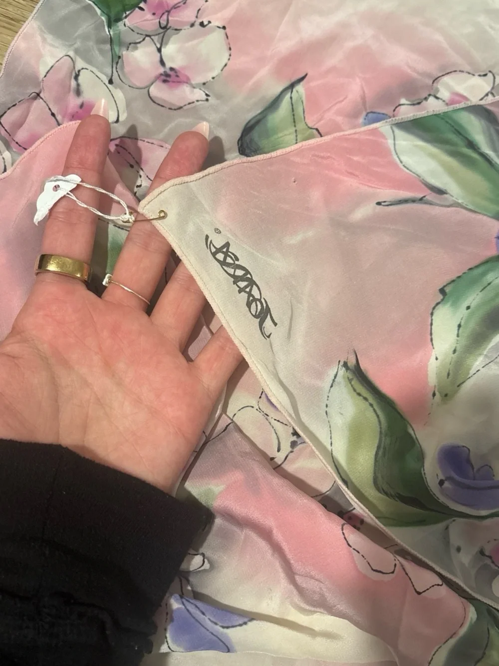 Floral Print Sheer Scarf - Pink, Green, Purple